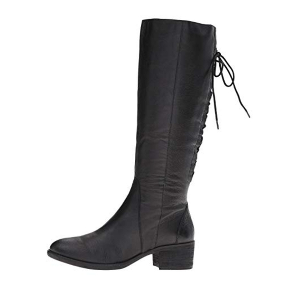 Corset-Style Steve Madden Black Leather Boots - Picture 2 of 8